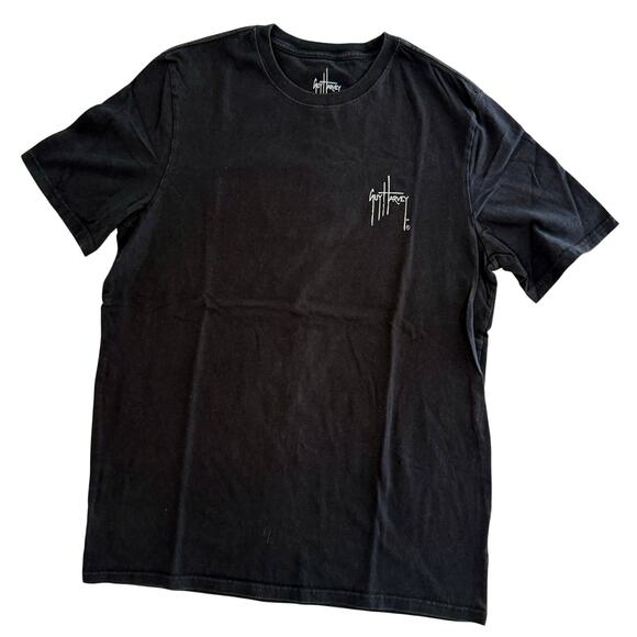 Guy Harvey T-shirt Men's Large Black Graphic Logo Short Sleeve 100% Cotton Fish - Picture 1 of 6